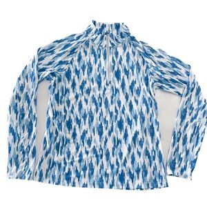 Lady Hagen Women’s Long Sleeve Quarter-zip UPF 50 Top. Size Medium. Blue Ikat